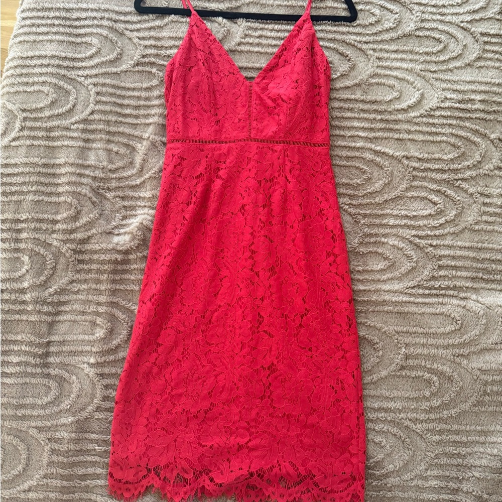 Astr Red Lace Midi Dress